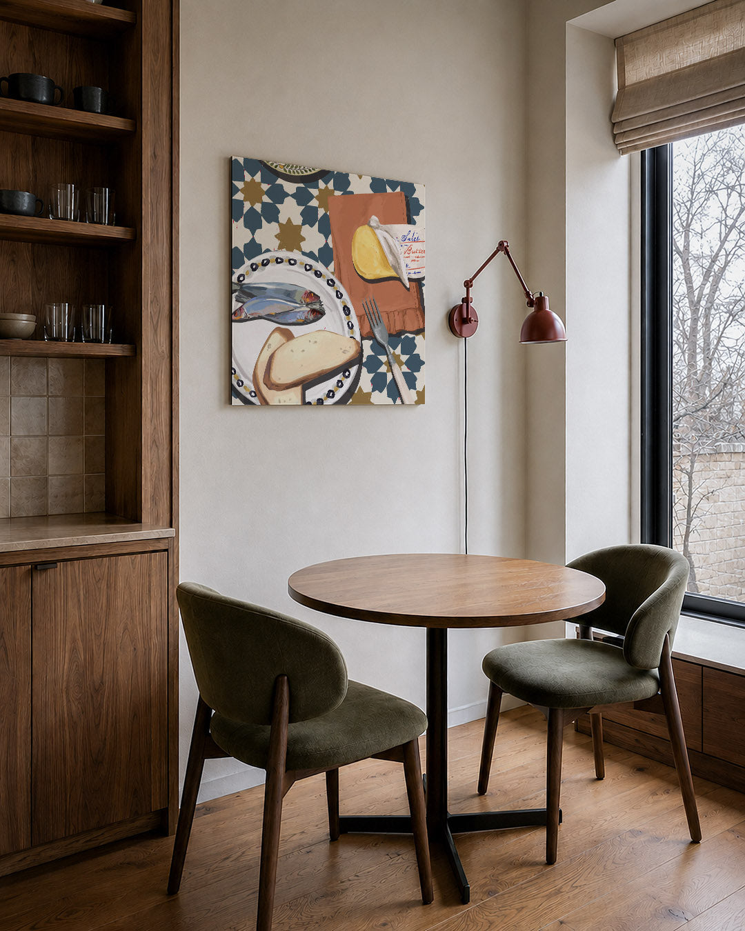 Geometrisch ontbijt tafereel Kunstwerk