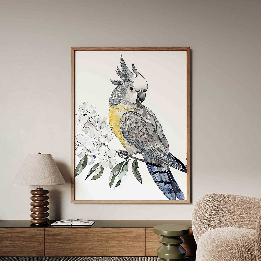 Papegaai en bloemen Poster
