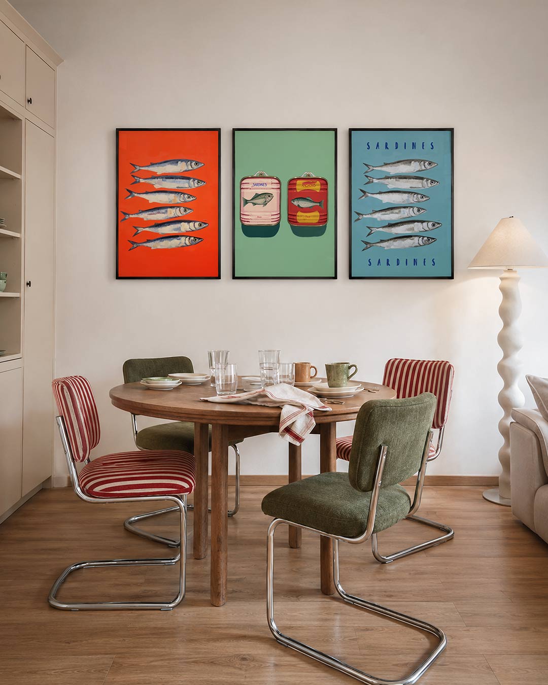 Vissen op rood Posterset