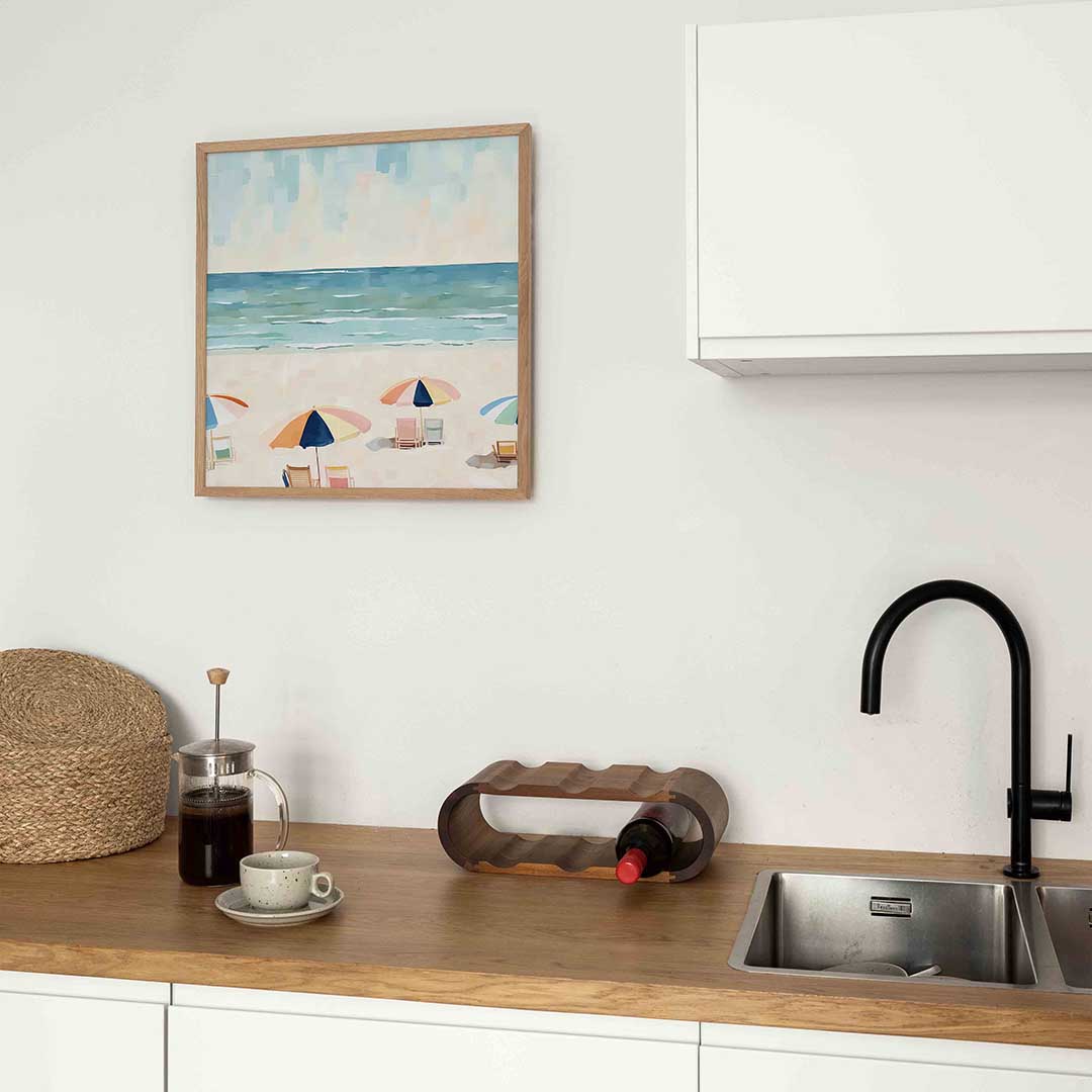 Strand met parasols Poster