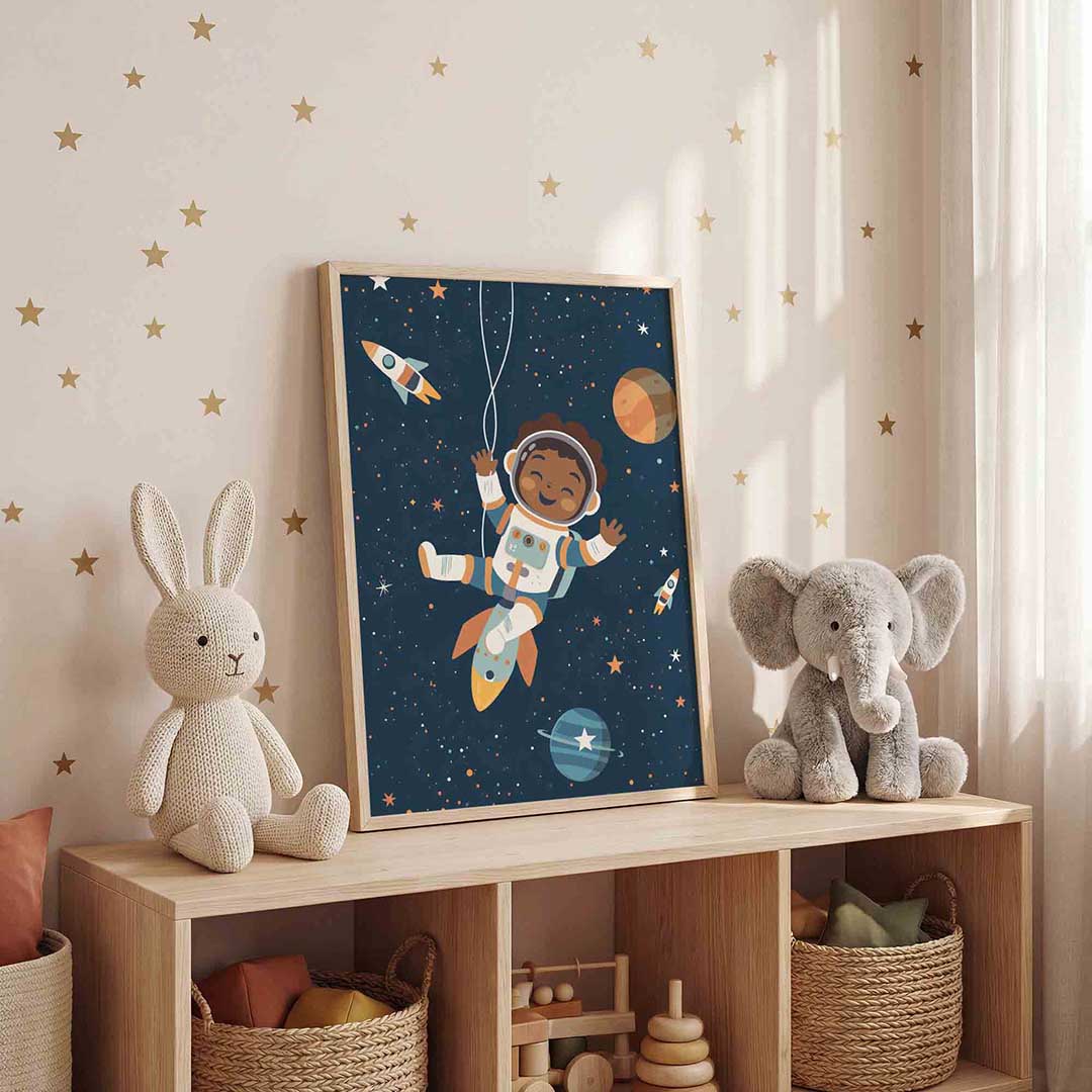 Astronaut en raketten Poster