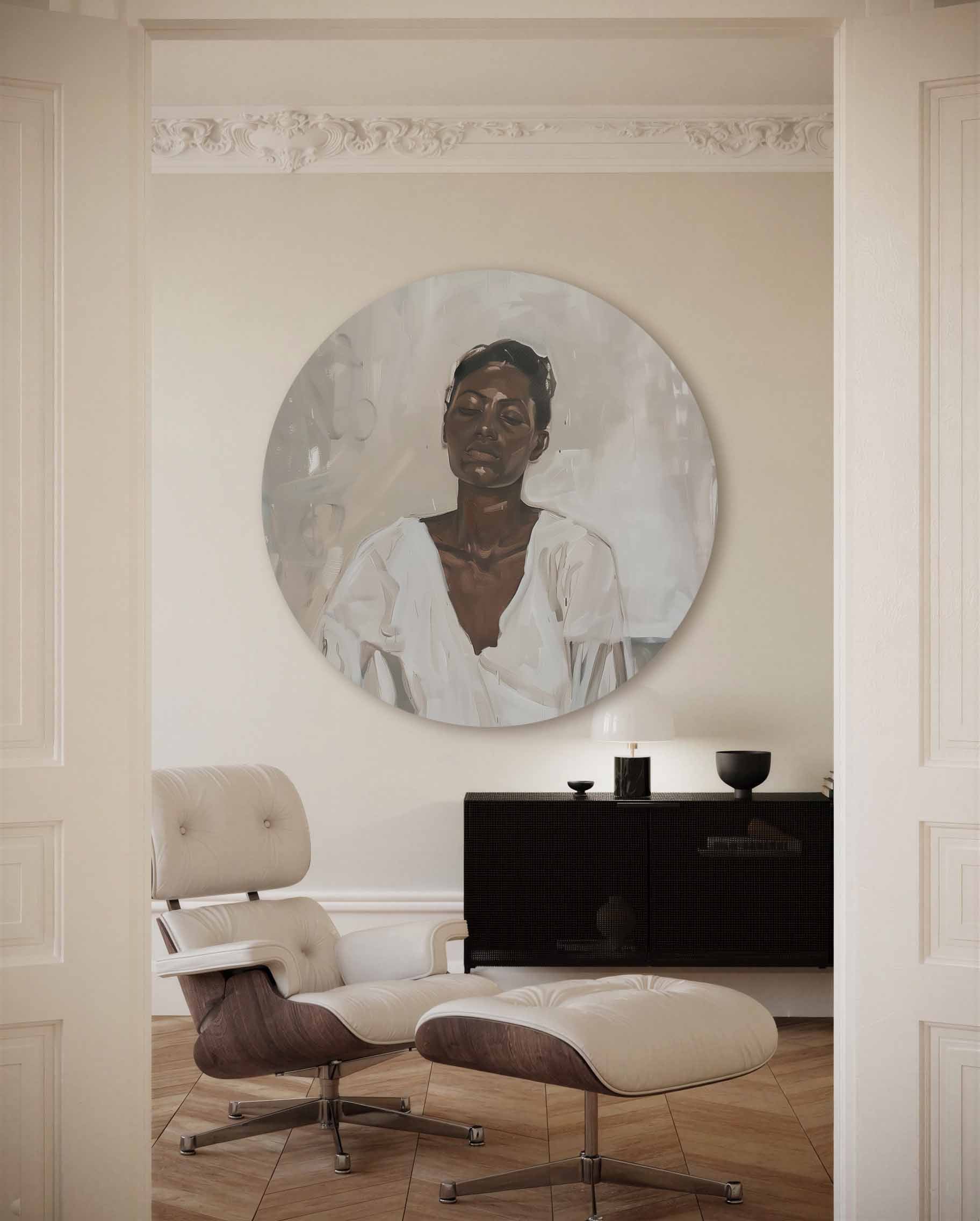 Portret in witte kleding Muurcirkel