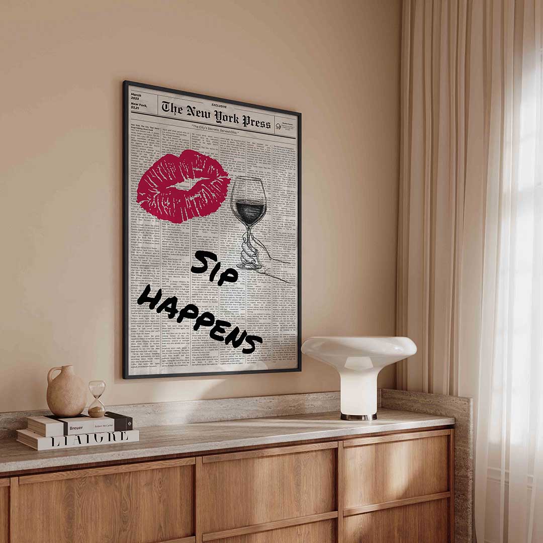Wijn en lippenstift Poster