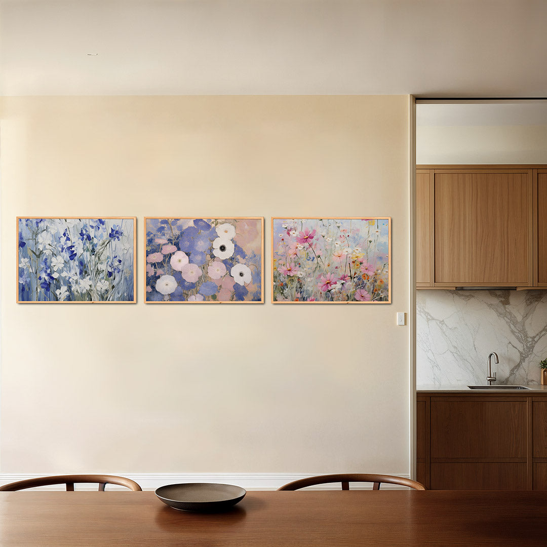 Bloemen en blauwtinten Posterset