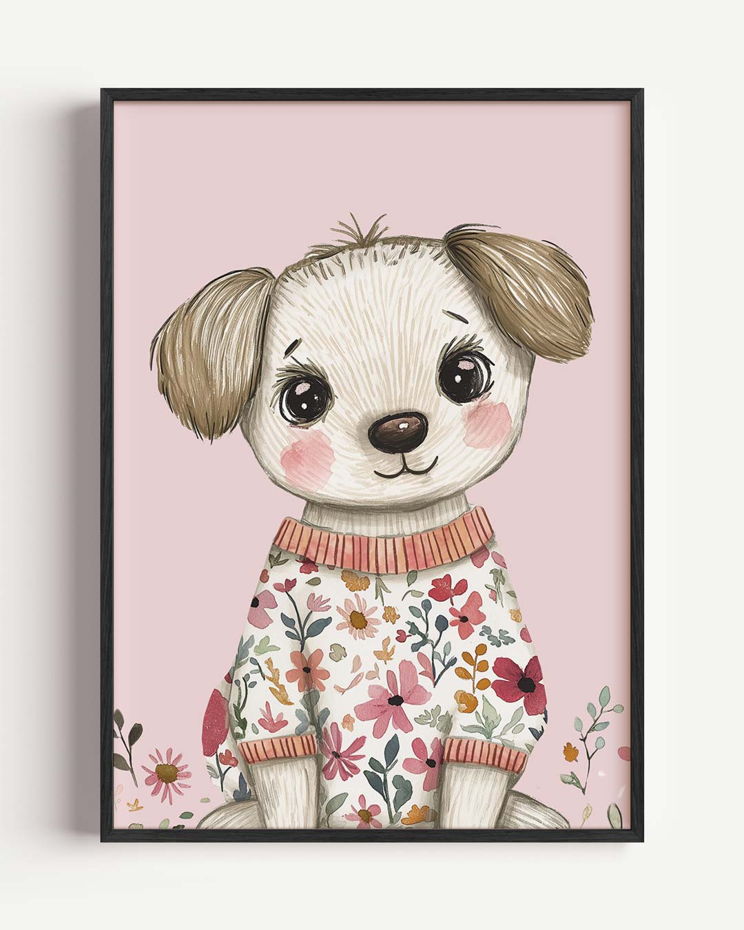 Lieve Puppy Bloemenposter-WallArtistic