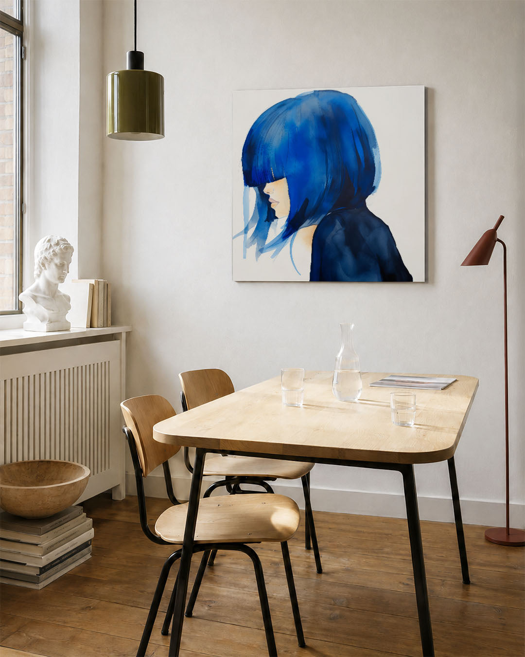 Blauwe silhouet Kunstwerk