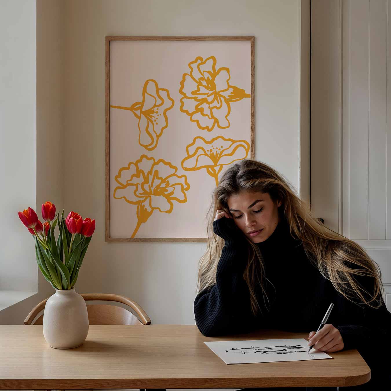 Bloeiende Oranje Bloemen Poster-WallArtistic