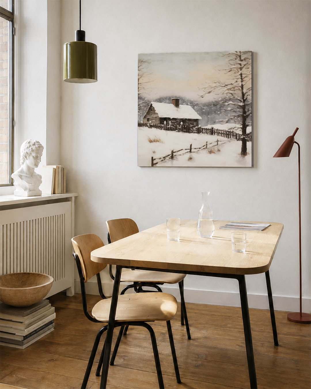 Winterlandschap met huis Kunstwerk