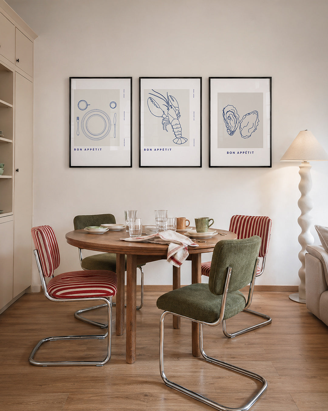 Eetset lijnenspel Posterset