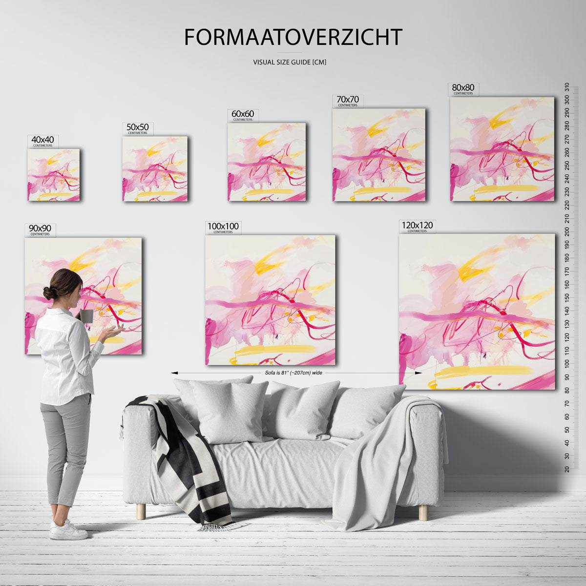 Abstracte roze en gele Poster