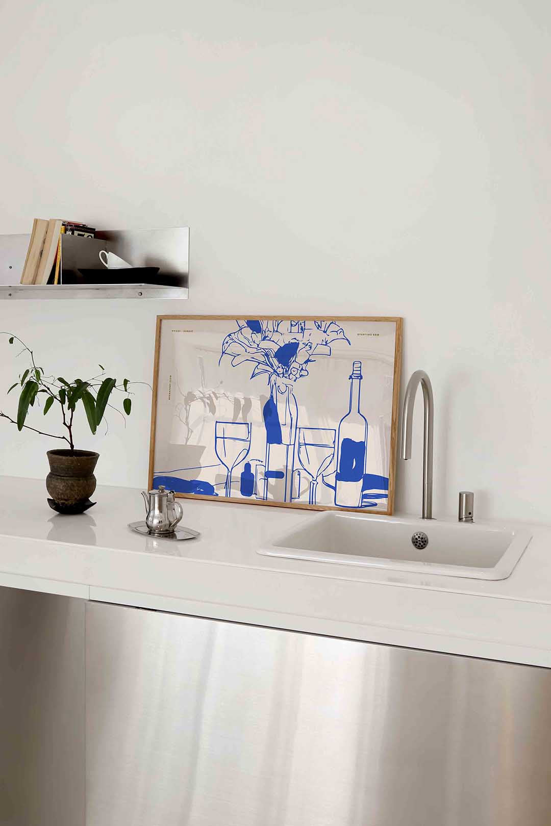 Ontbijttafel met flessen Poster