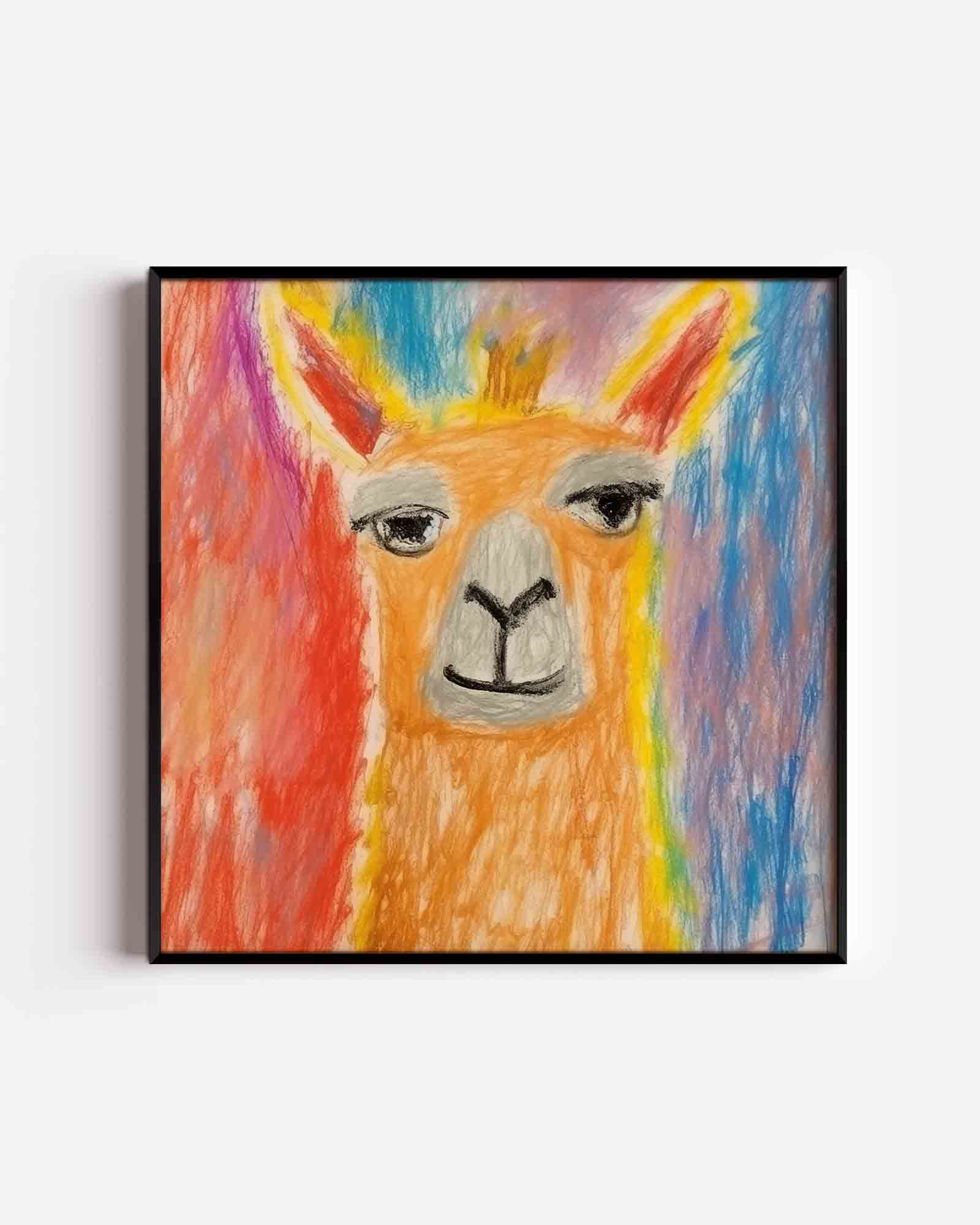 Lama met kleurrijke achtergrond Poster