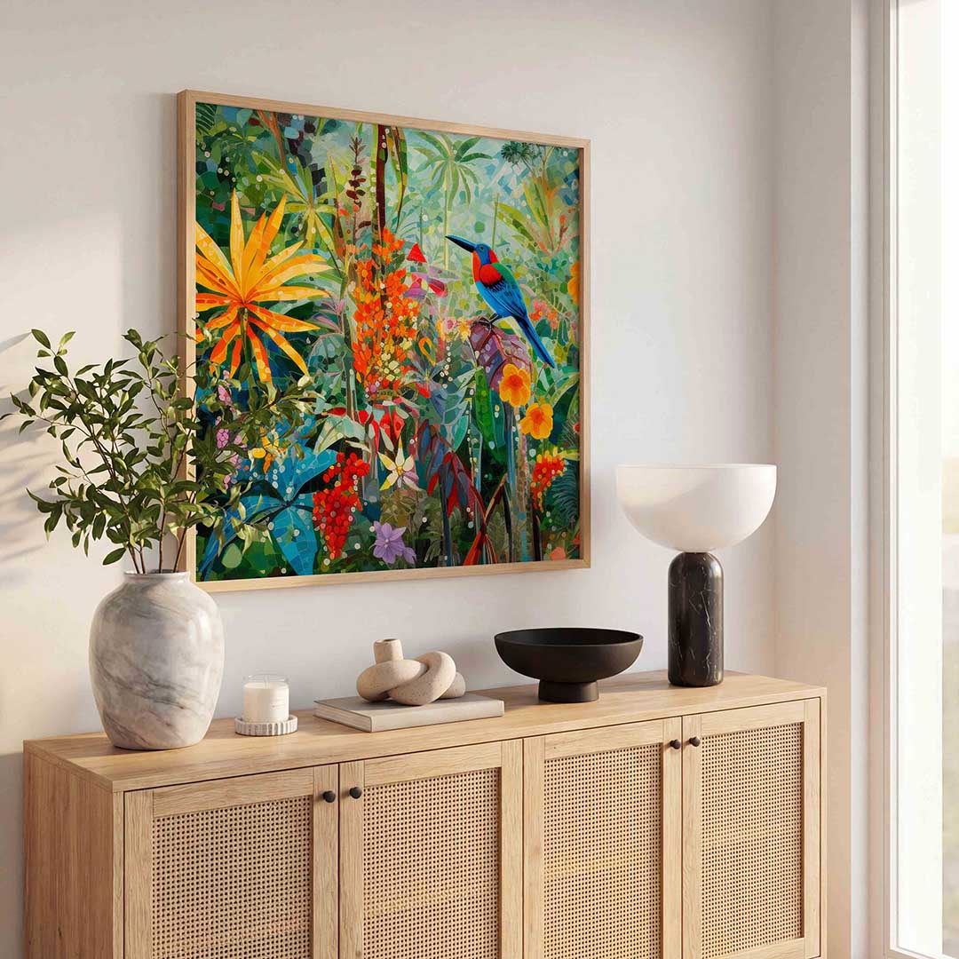 Vogel en bloemen Poster