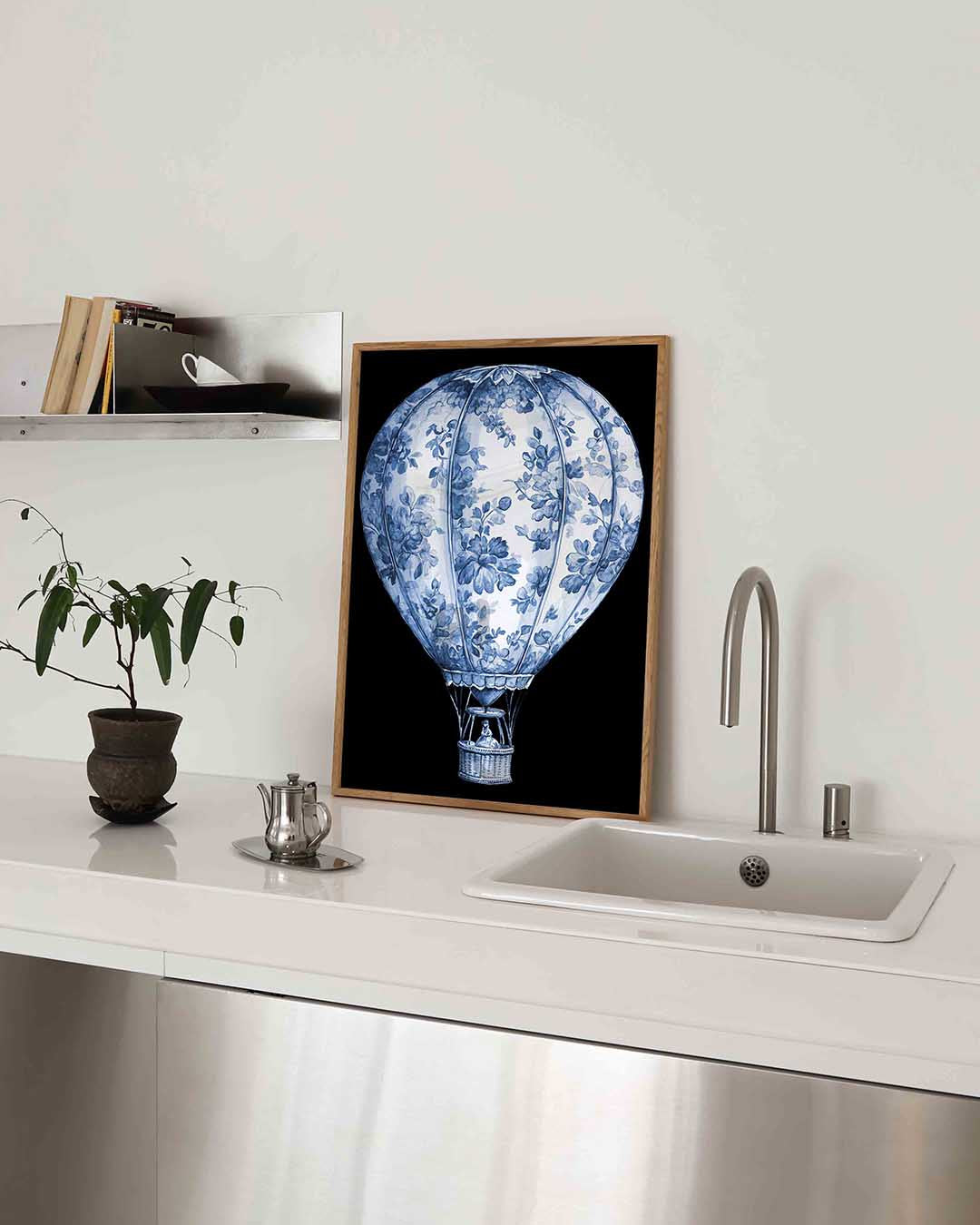 Luchtballon met bloemen Poster