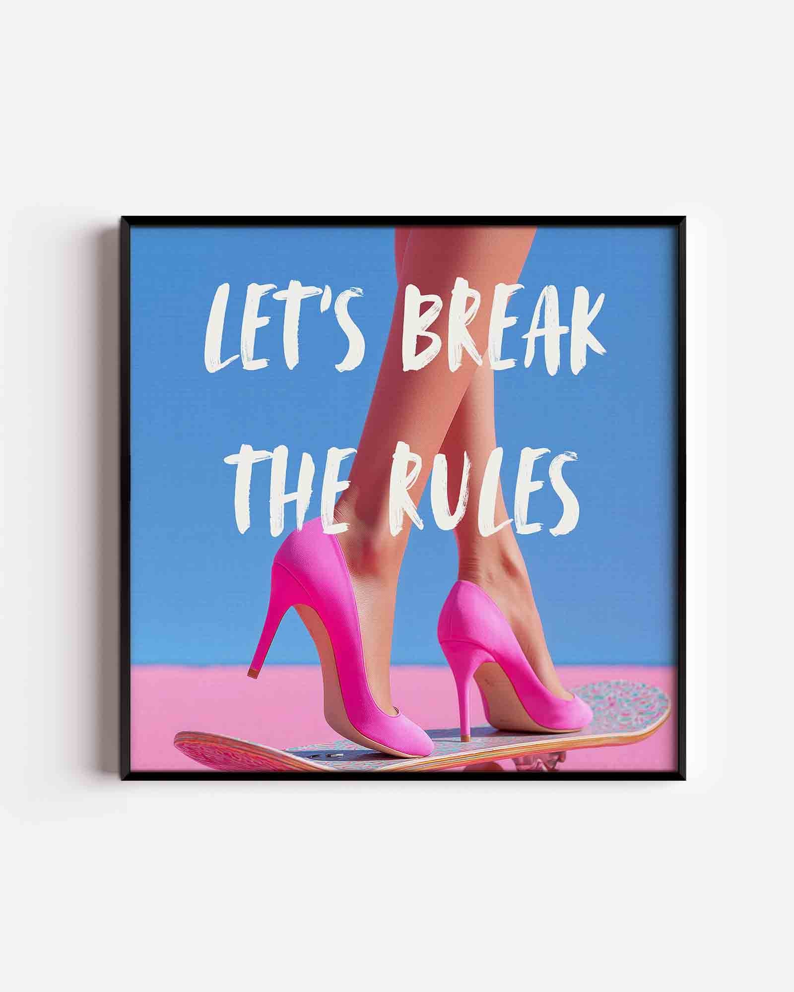 Roze hakken op skateboard Poster