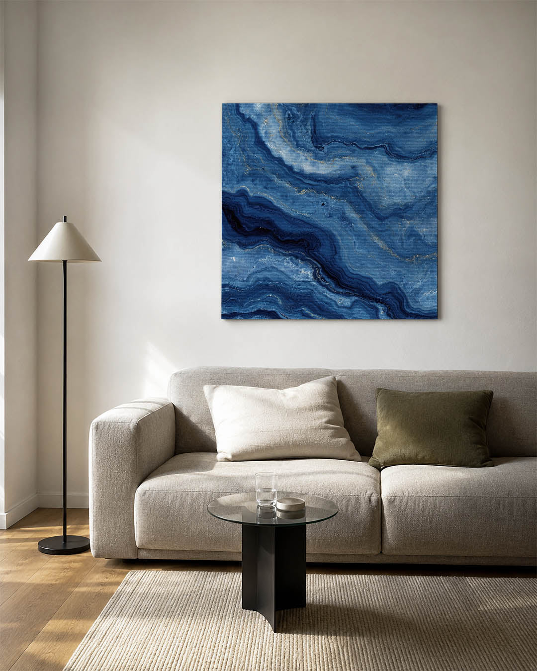 Golvende blauwe patronen Kunstwerk