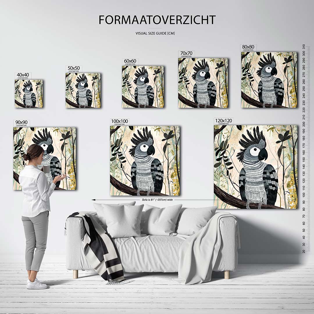 Vogelsilhouet in jungle Kunstwerk