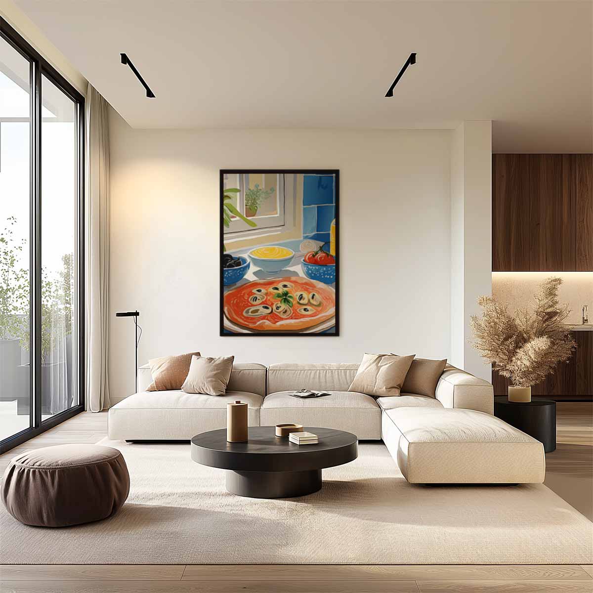 Pizza aan het Raam Kunstwerk-canvas-dibond-plexiglas-wanddecoratie-WallArtistic