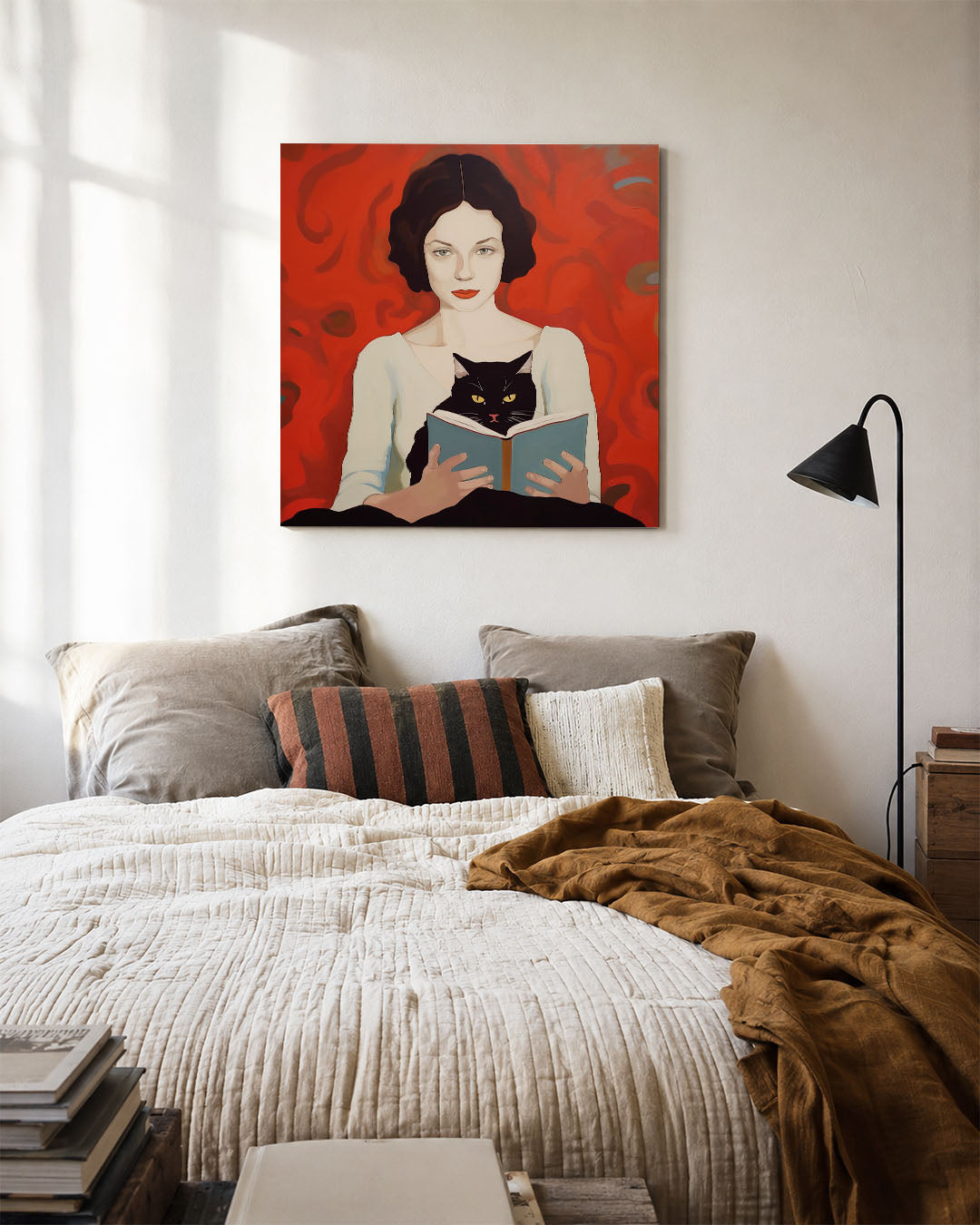 Vrouw met kat Kunstwerk