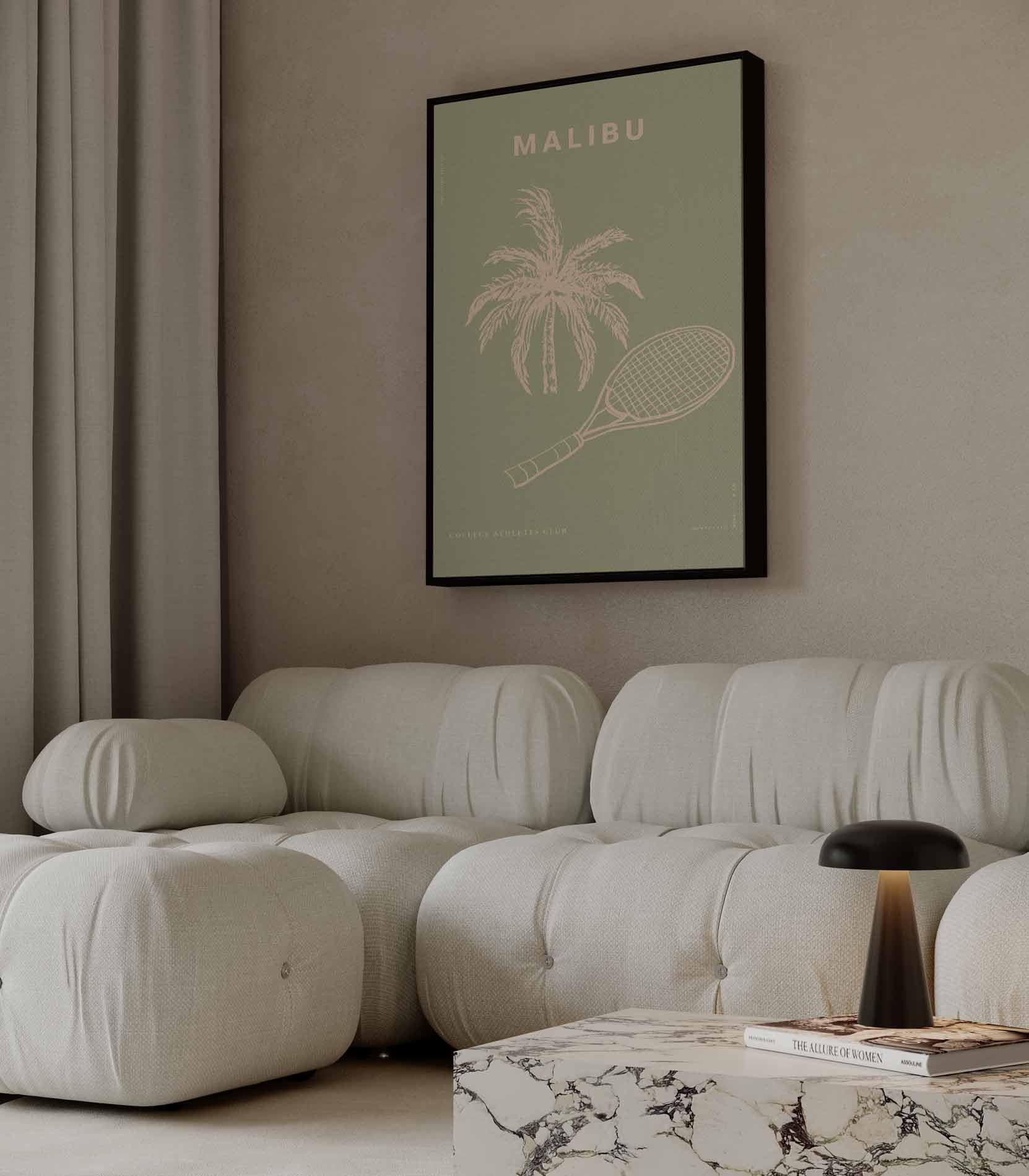 Malibu Tennis Avontuur Kunstwerk-canvas-dibond-plexiglas-wanddecoratie-WallArtistic