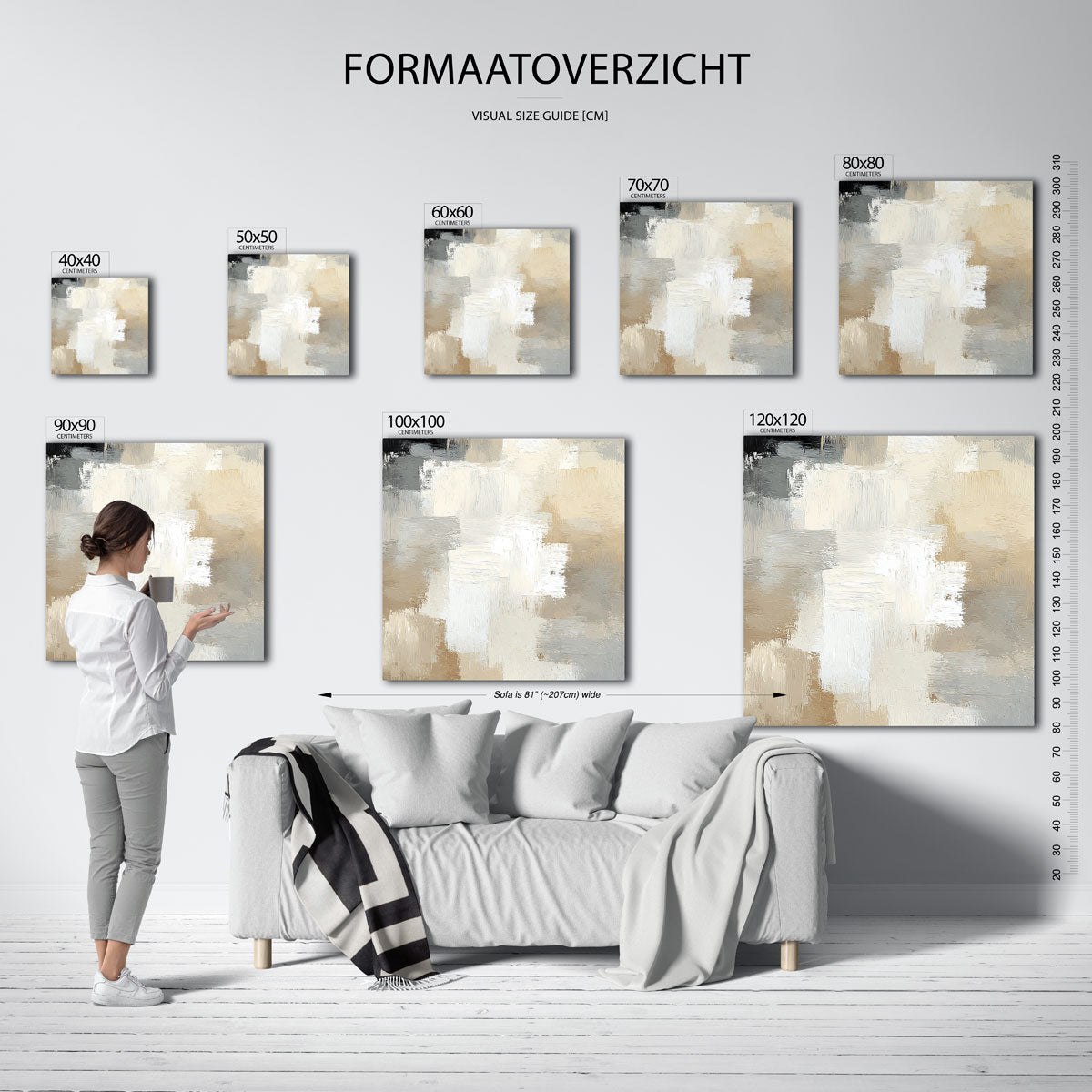 Abstracte beige en grijze Poster