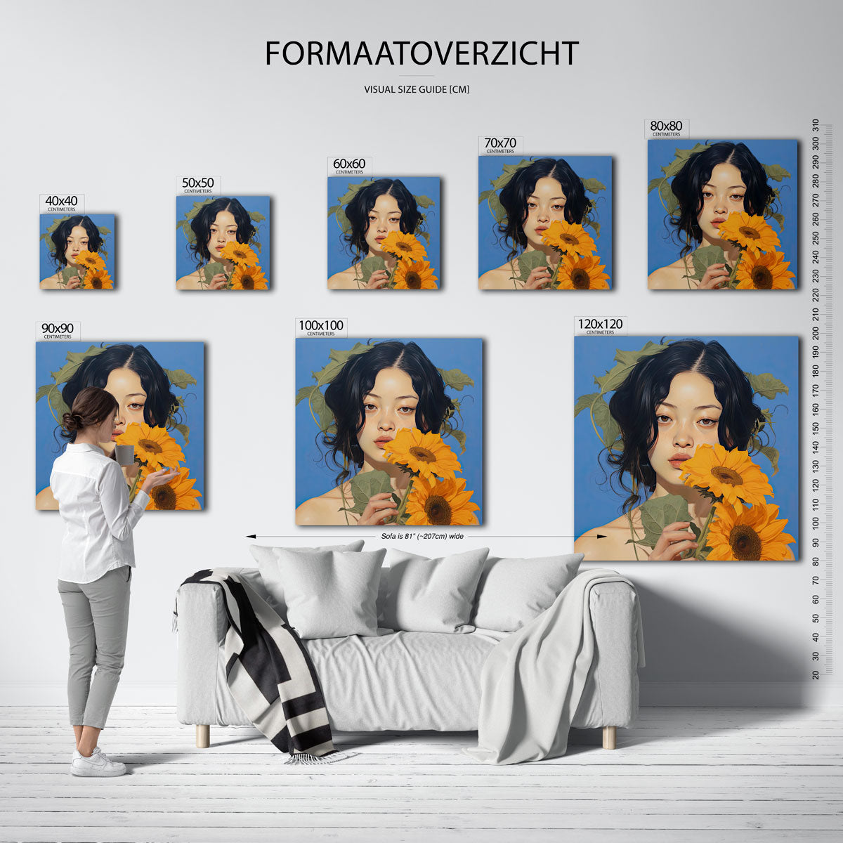 Vrouw met zonnebloemen Poster