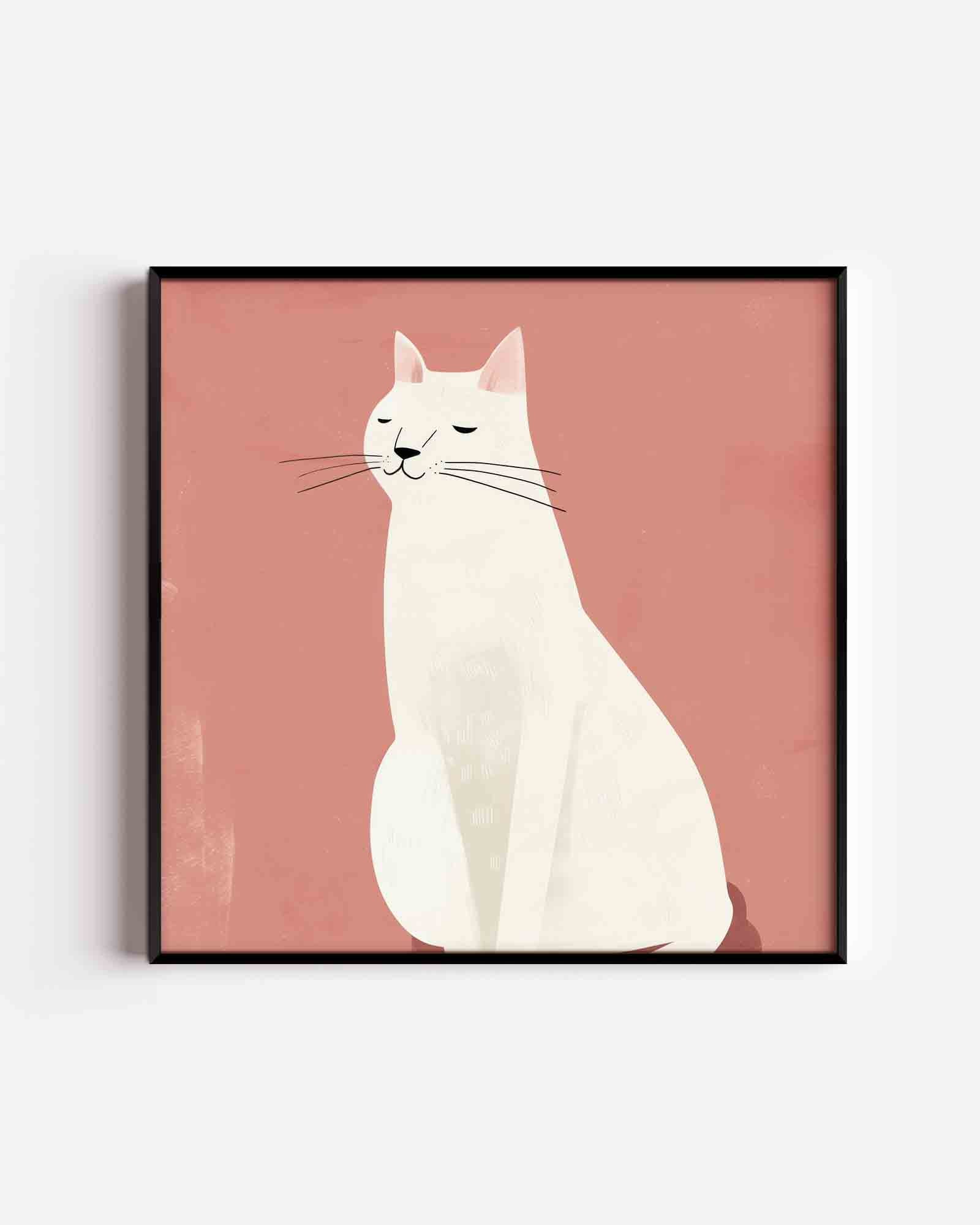 Witte kat Poster