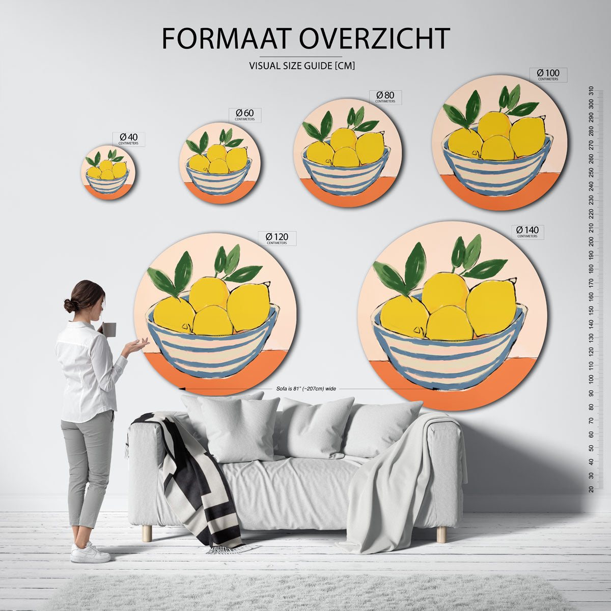 Citroenen in schaal Muurcirkel