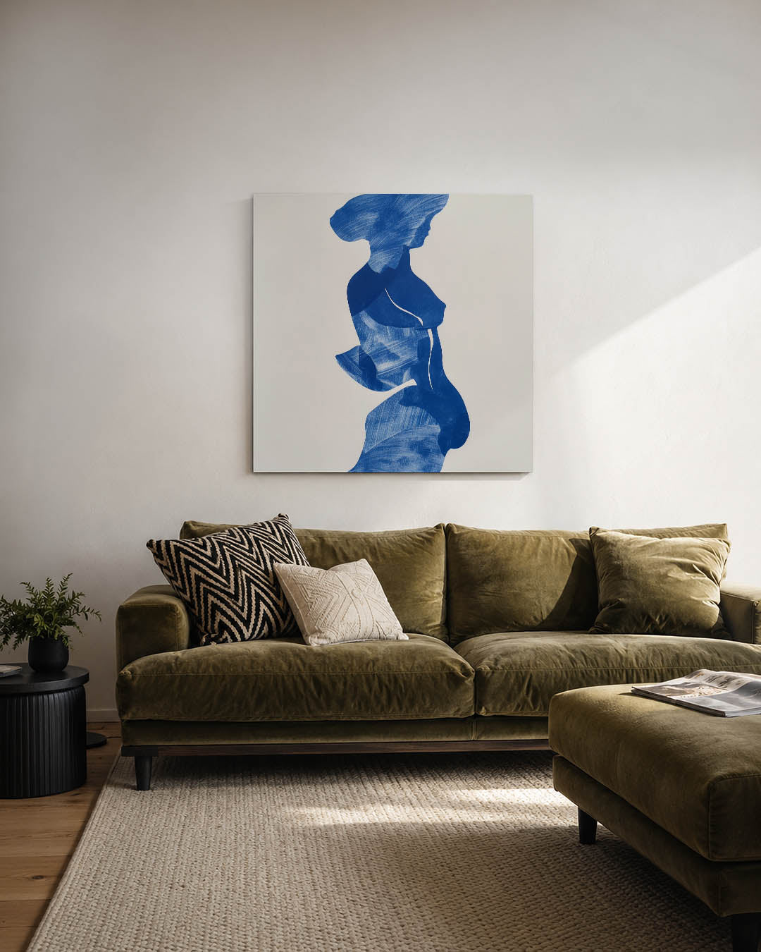 Blauwe silhouet Kunstwerk