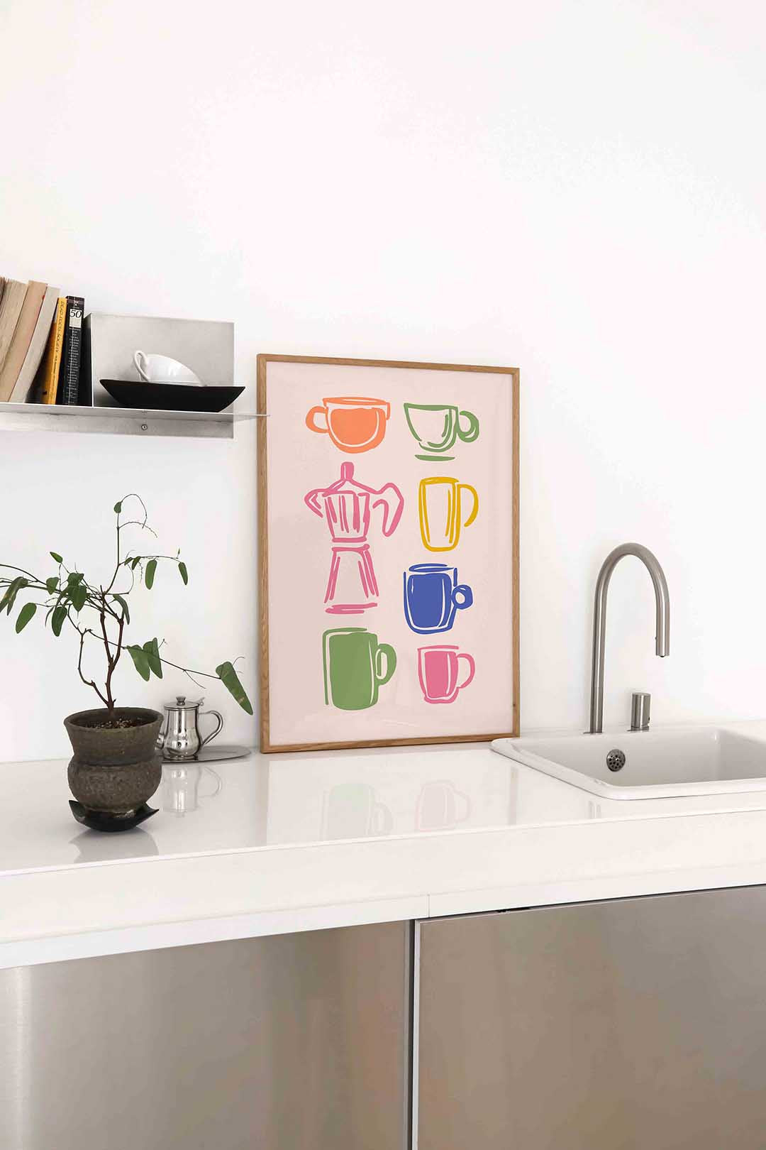 Gekleurde koffiekopjes Poster