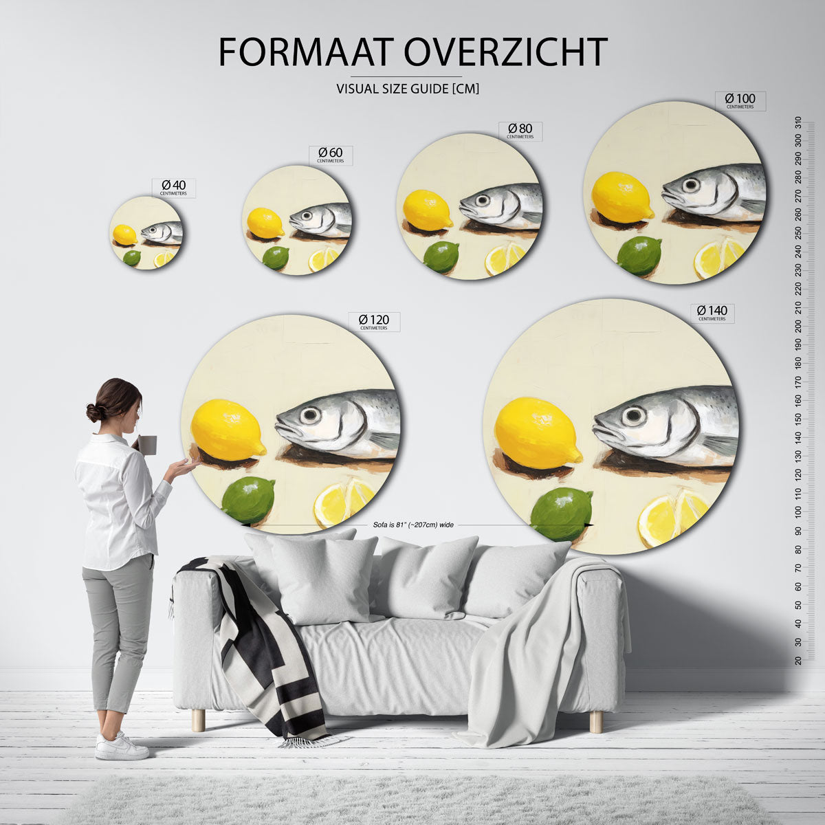 Vis en citrus Muurcirkel