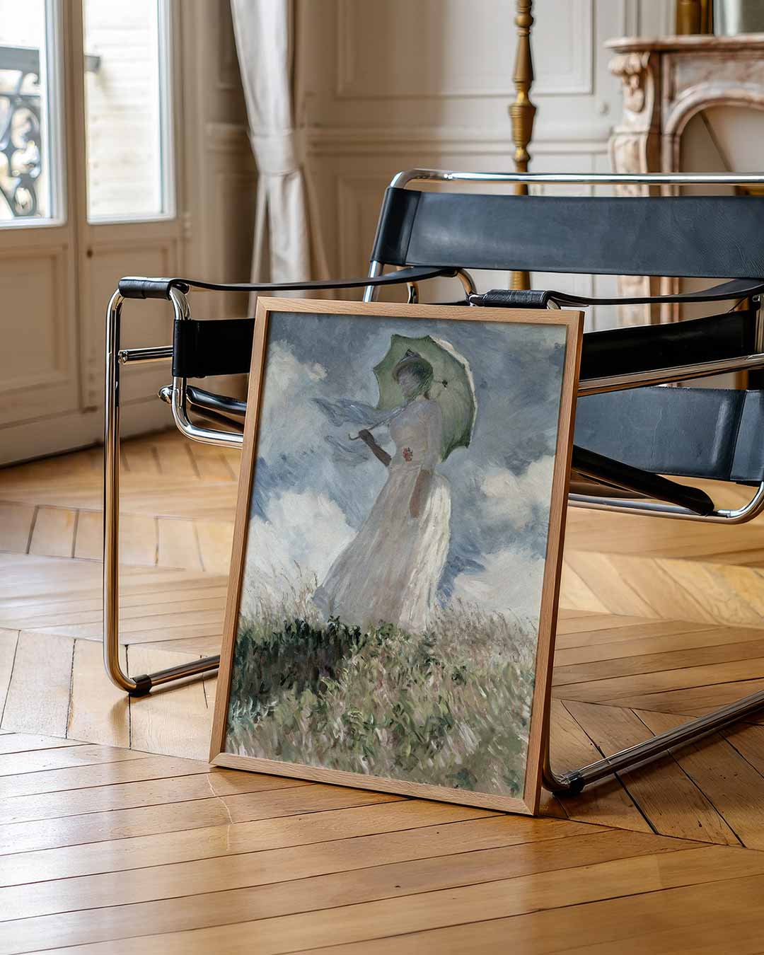Vrouw met Parasol in de Wind Poster-WallArtistic
