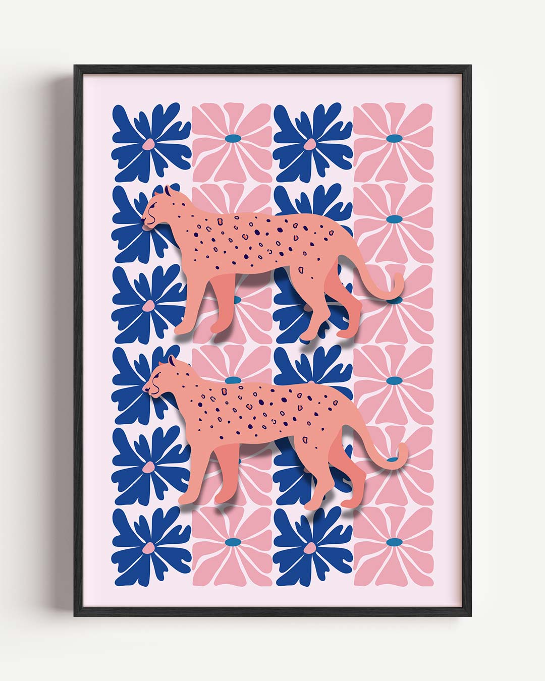 Tropische Luipaard Bloemenposter-WallArtistic