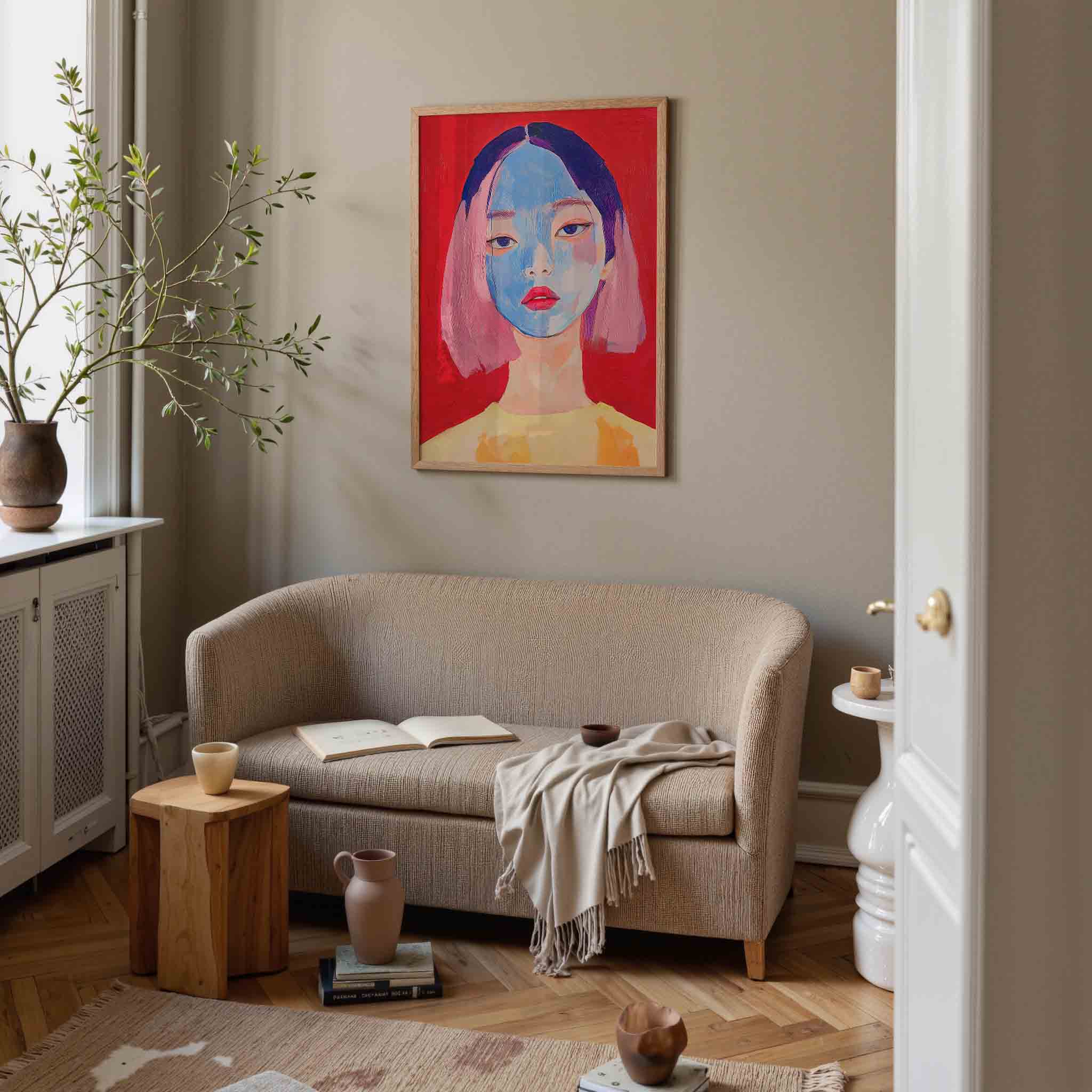 Portret met blauwe tinten Poster