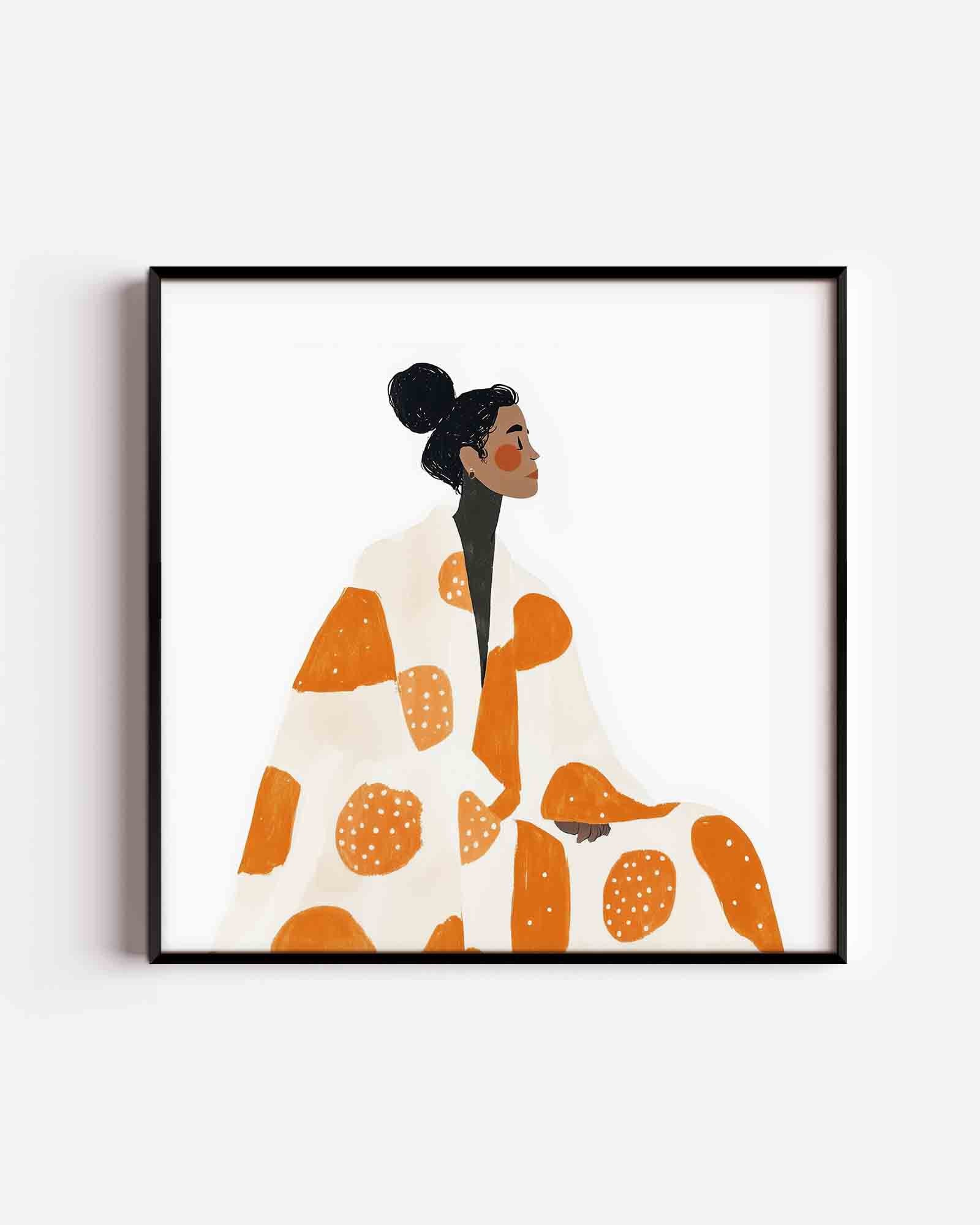 Vrouw met oranje patroon Poster