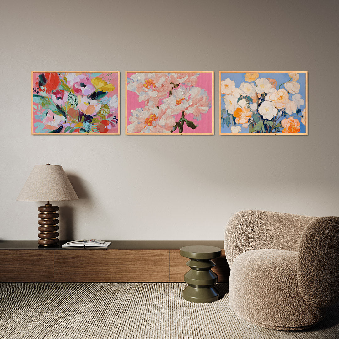 Kleurrijke bloemenvormen Posterset