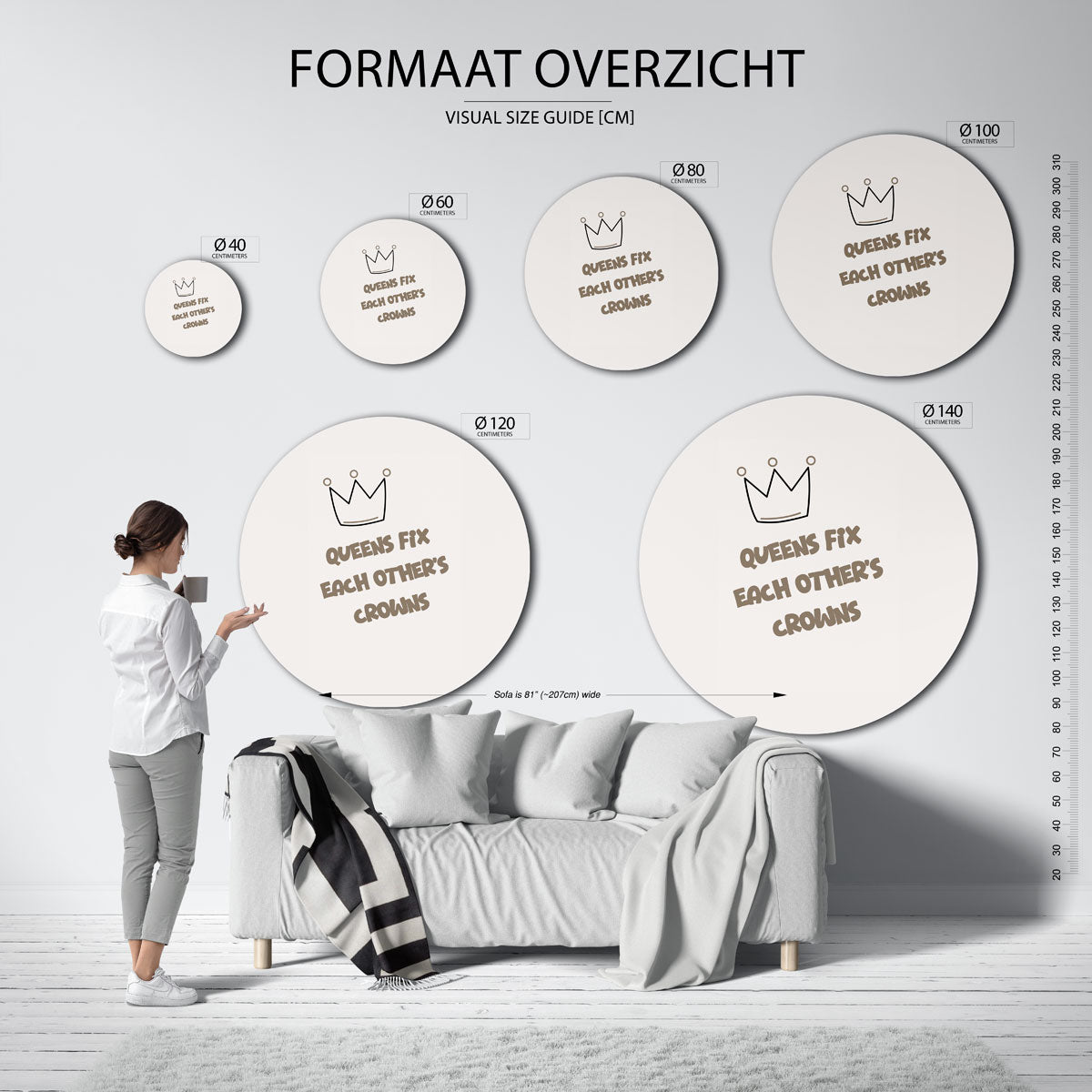Kroon en tekst Muurcirkel