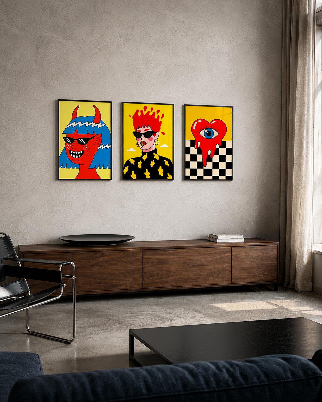 Kleurrijke karakterkop Posterset
