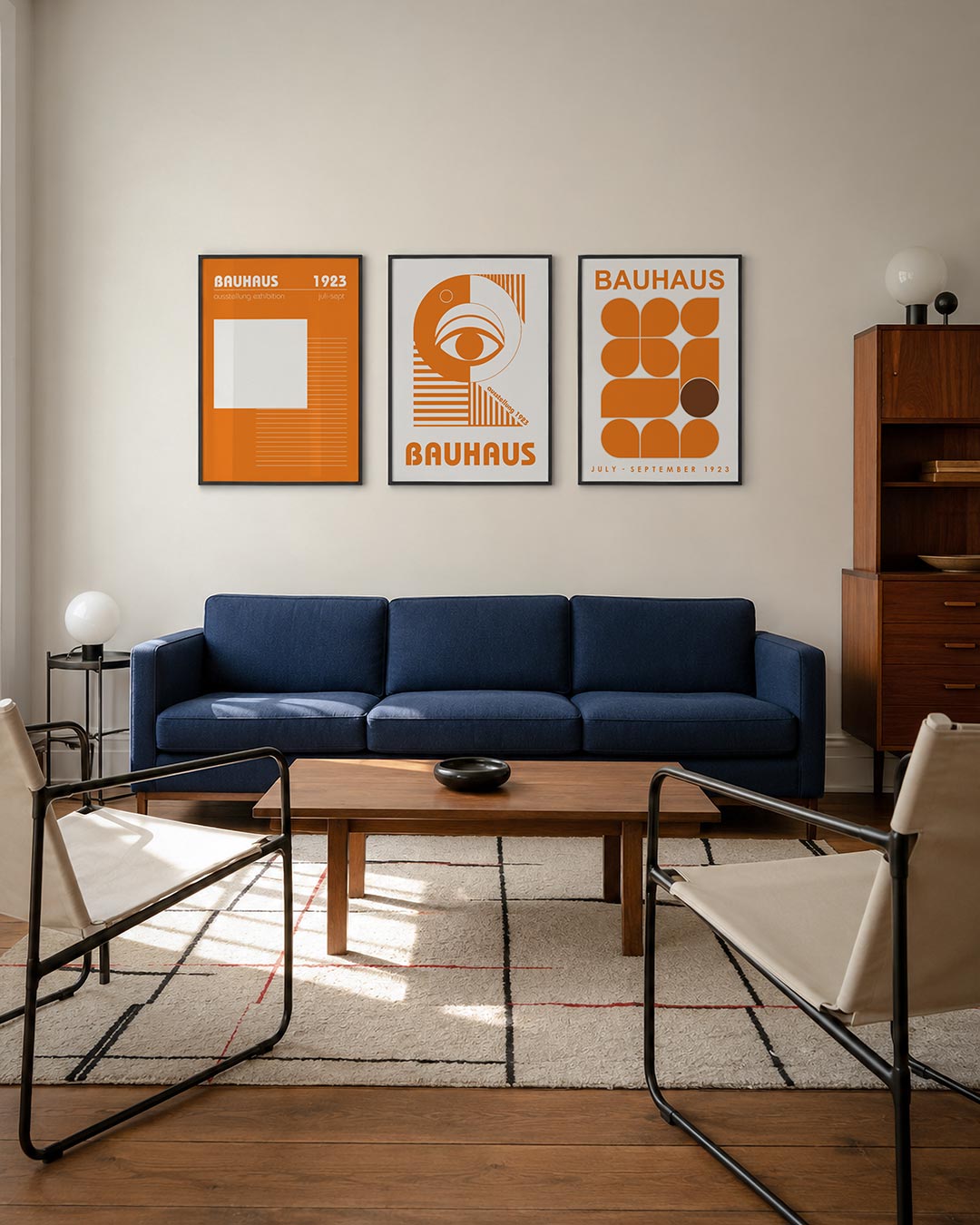 Oranje lijnencompositie Posterset