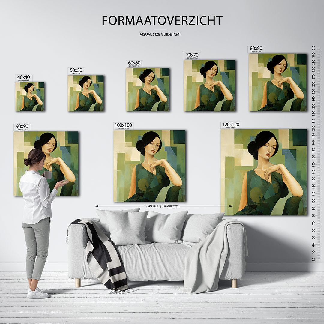 Vrouwelijk portret geometrisch Kunstwerk