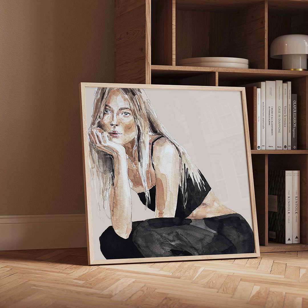 Vrouw in zwart top Poster