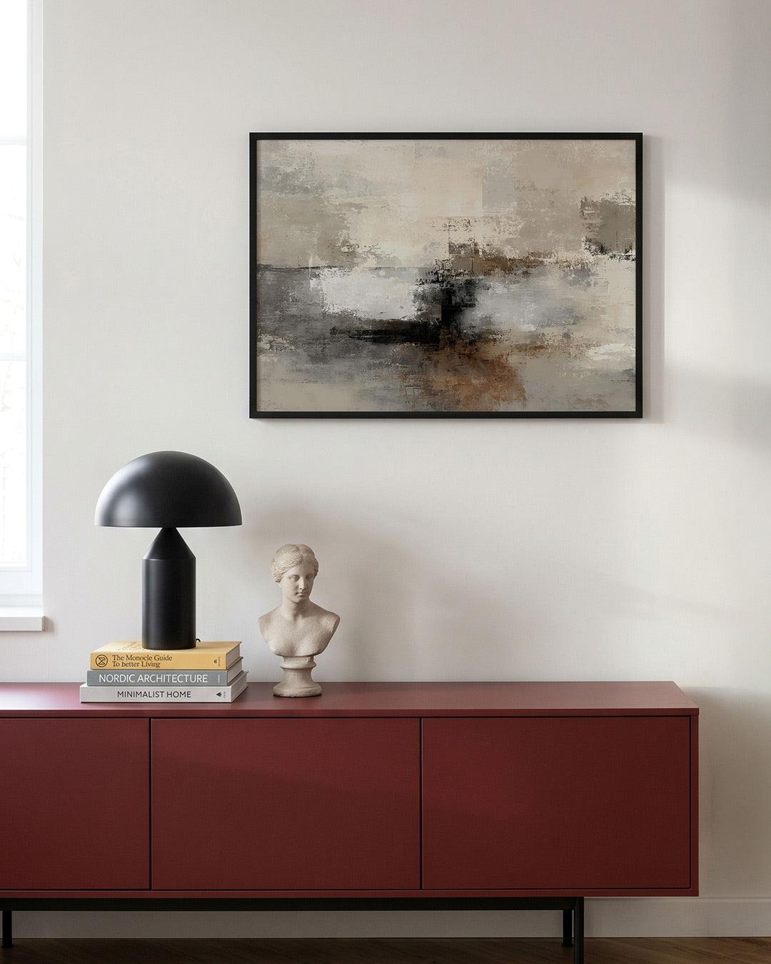 Abstracte beige en grijze Poster