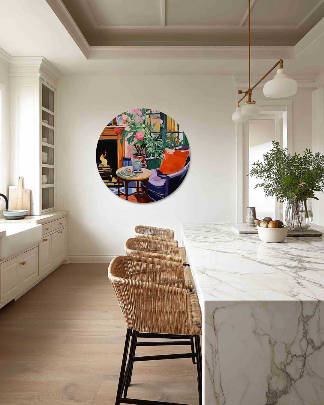 Interieur met open haard Muurcirkel