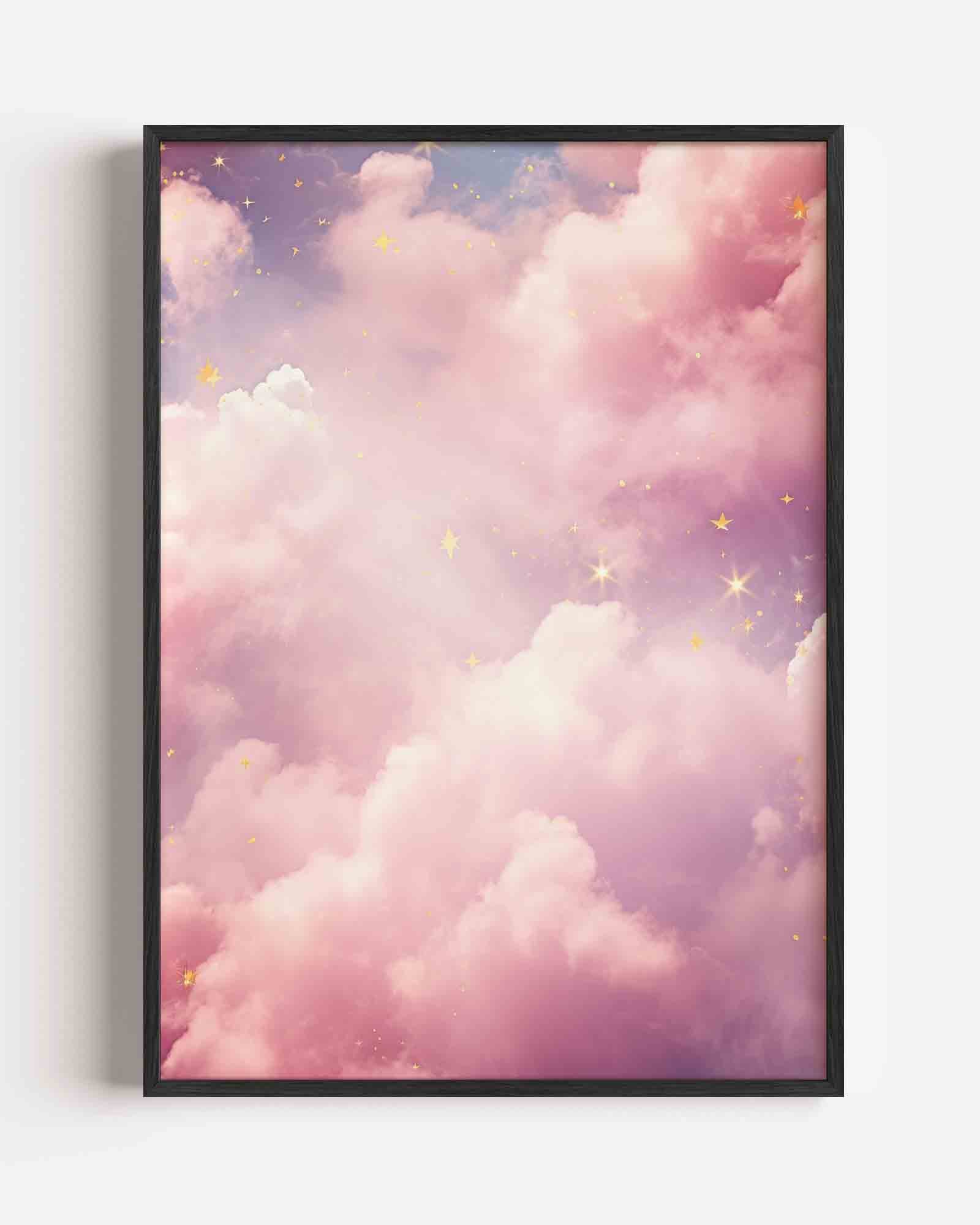 Roze wolken en sterren Poster