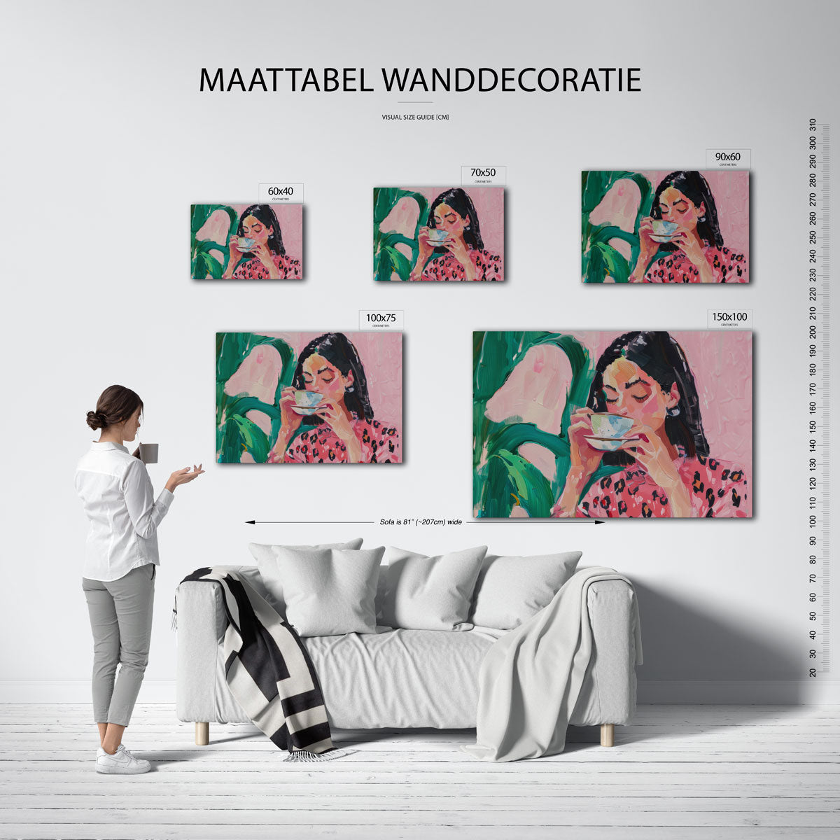 Vrouw met koffiekop Kunstwerk