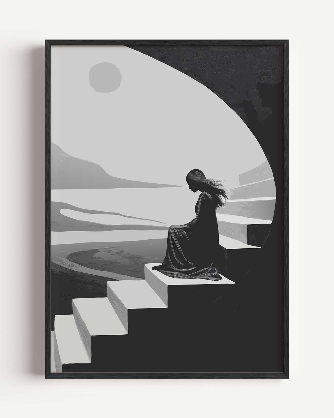 Dromerige Zwart-Wit Landschapsposter-WallArtistic