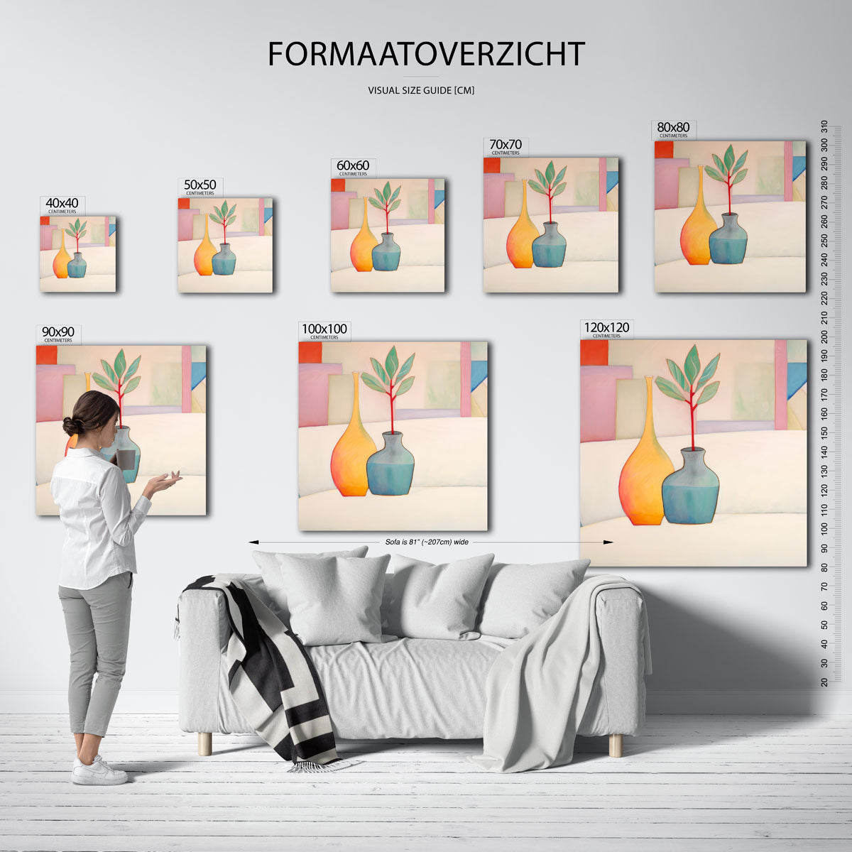 Vazen met bladeren Poster