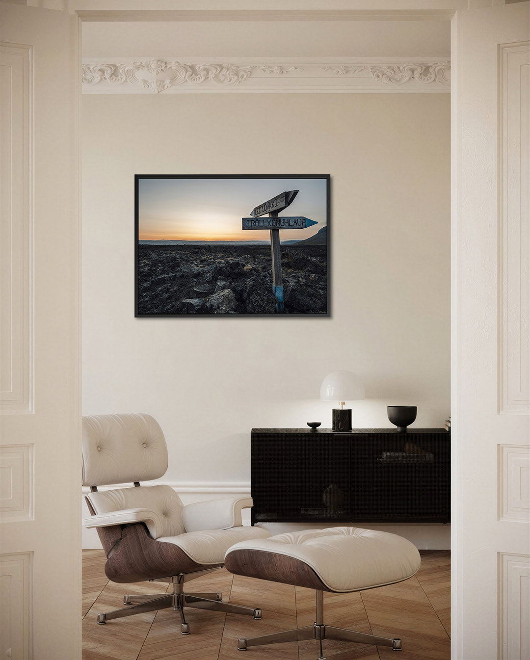 Landschap met wegwijzer Kunstwerk