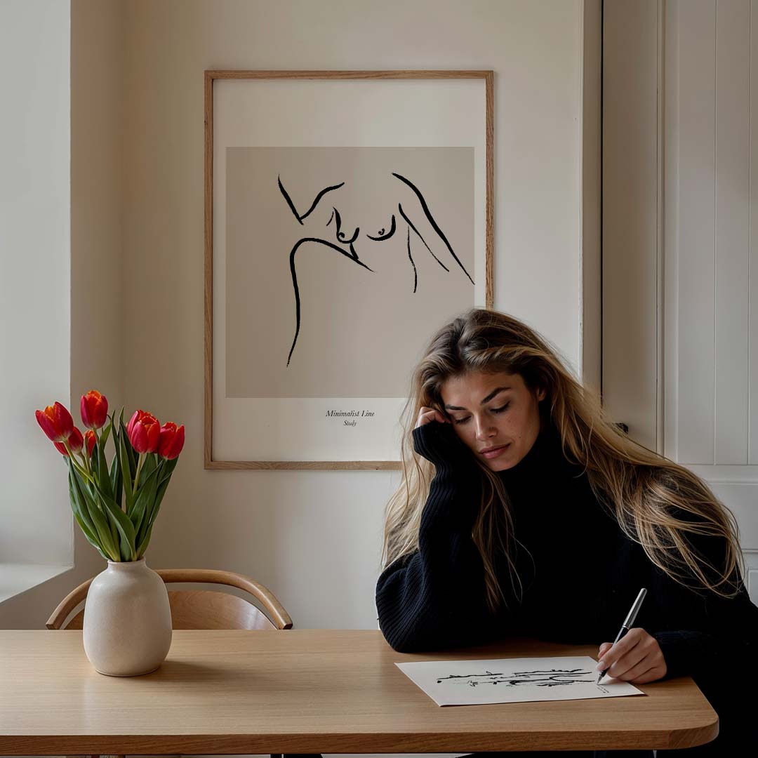 Minimalistische Lijntekening Vrouw Poster-WallArtistic