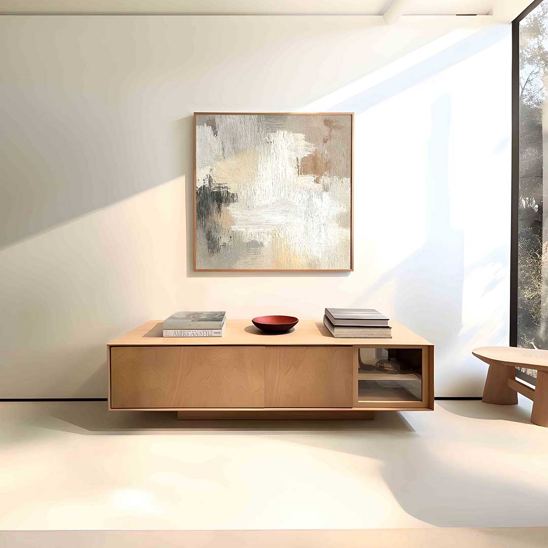 Abstracte beige en grijze Poster